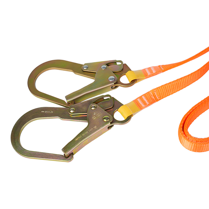 L19 Kalın dokumalı ve ANSI kancalı düşme önleyici ikiz güvenlik kordonu
